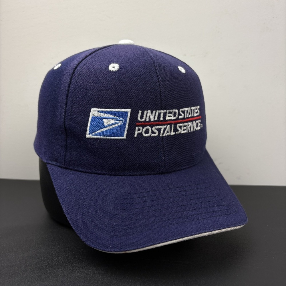 Vintage Y2K USPS United States Postal Service Strapback Hat Cap Navy Blue Adjust